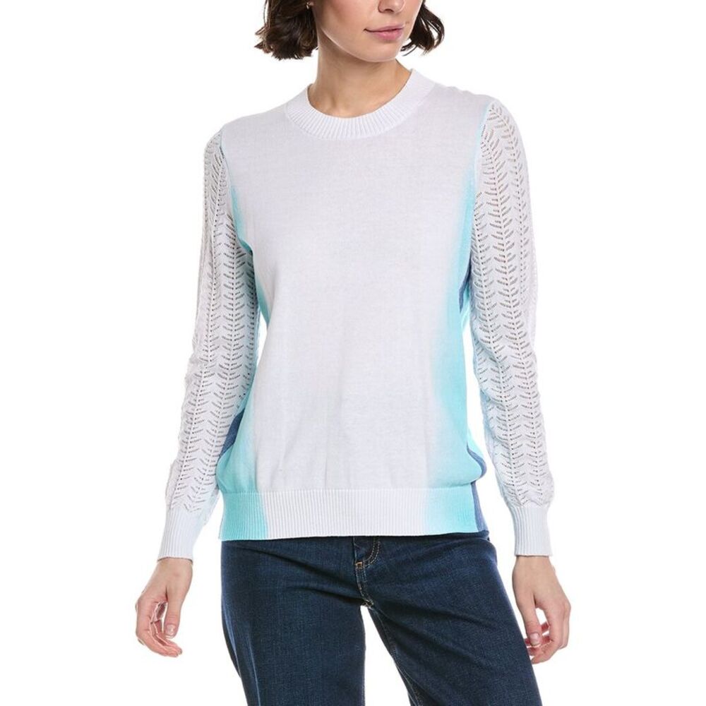 Metric Knits Womens  Side Stripe Pullover, Blue